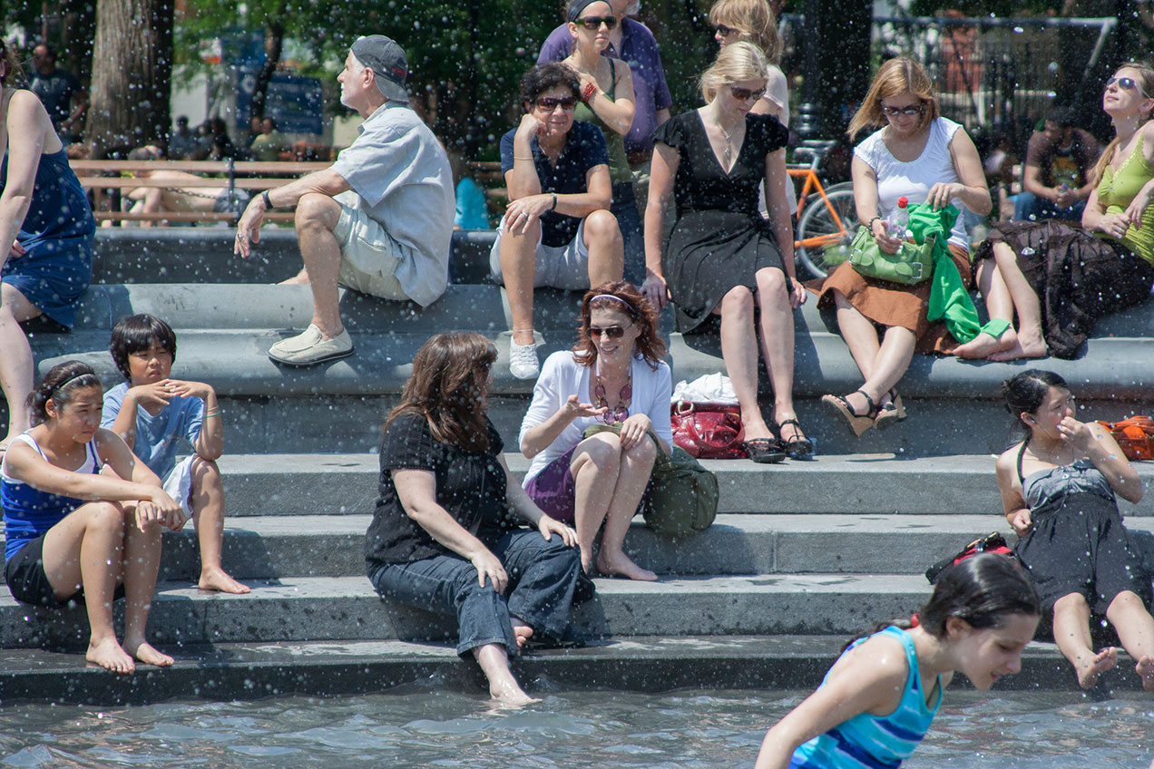 NYC Portraits - Washington Square Park fountain in summer heat